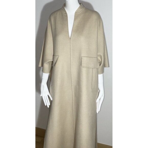 $2,268 MAX MARA Womens Long Overcoat Slit Camel Hair Maxi Dress Us 10 Beige Tan - Picture 3 of 16